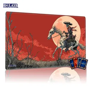 Skeletal Cowboy & Horse Gothic Western Red Moon MTG Playmat Gaming Mouse Pad - 12x24in Non-Slip, Ideal for TCG/ MTG Card Game Enthusiasts, Perfect for Family Gatherings & Gift Gaming Mousepad