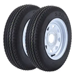 【GARVEE】2 Pack 5.30-12 5.30x12 530-12 5.30-12 Trailer Tires with 12'' Rims, 4 Lug on 4'', Load Range C, 6PR, 4 Lug Tire