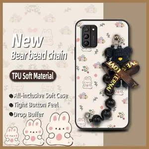 Black pearl pendant Back Cover Phone Case For Nokia G100 protective case Simplicity Dirt-resistant silicone cute Waterproof Cartoon Bear bracelet Skin-friendly feel