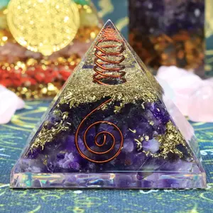 Amethyst Orgonite Pyramid Meditation & Spiritual Decor