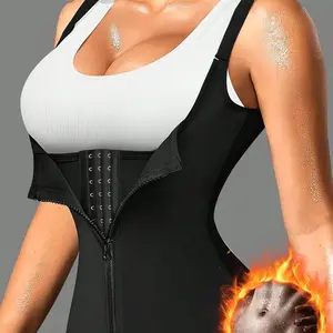 Women's Sports Waist Trainer Belt, Zipper Closure Body Shaper, Chest Support Tank Top, Abdominal and Waist Shaping Slimming Shirt Fitness