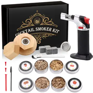 Cocktail Smoking Kit with Torch—4 Wood Chip Flavors, Whiskey and Bourbon Smoking Infuser, Old-Fashioned Cocktail Smoker, Perfect Gift for Men, Fathers, and Husbands (Butane Not Included)