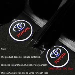 1pc Car Door Badge Logo Decorative Sticker Universal Projection Welcome Light LED HD Laser Projection Light Magnetic Induction Auto-Activating Decoration Car Accessories for Toyota Corolla C- HR RAV4 86 Avensis T25 Auris Land Cruiser Yaris Hilux Prius Cam