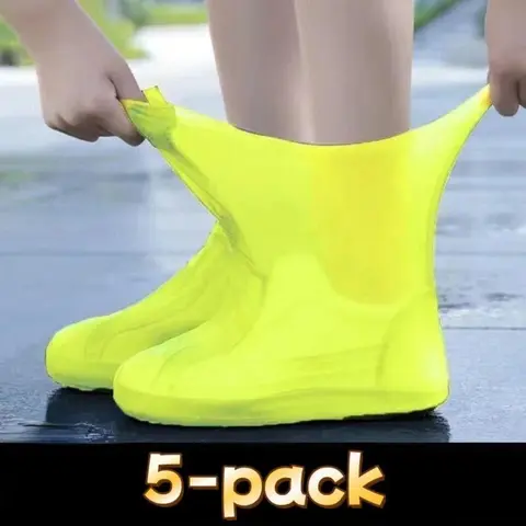 5Pairs  Resistant Waterproof Shoe Covers Anti Slip Transparent Soft Sole Unisex Full Protection Boot Covers Rainy Snow Hiking Camping Gardening