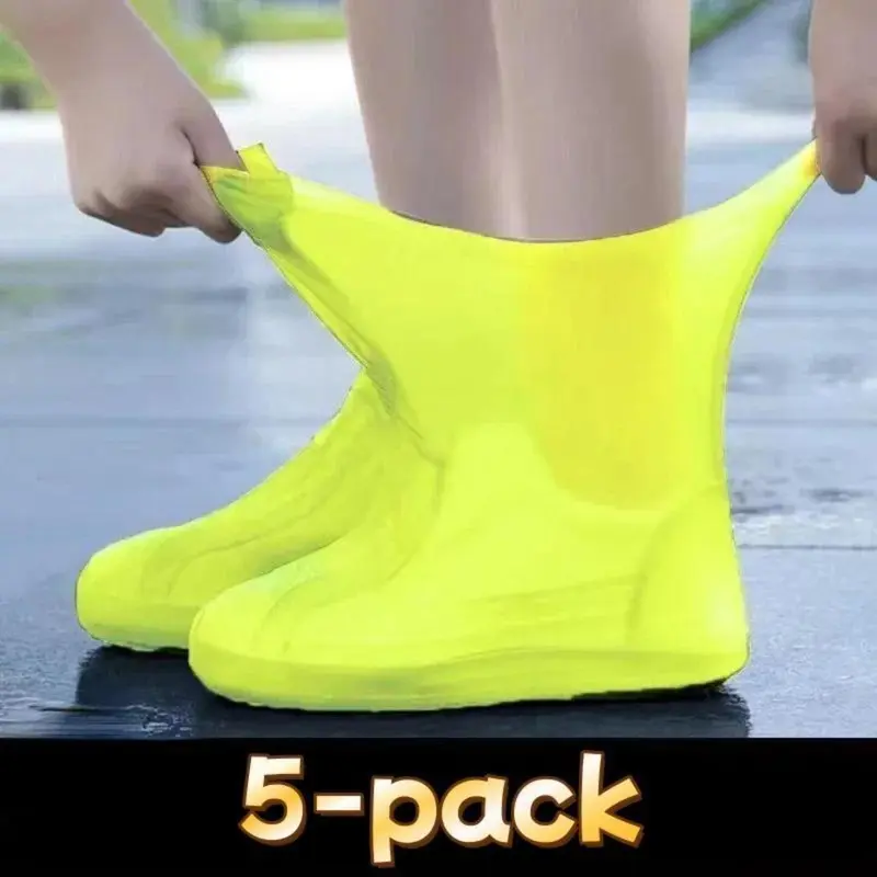 5Pairs Resistant Waterproof Shoe Covers Anti Slip Transparent Soft Sole Unisex Full Protection Boot Covers Rainy Snow Hiking Camping Gardening