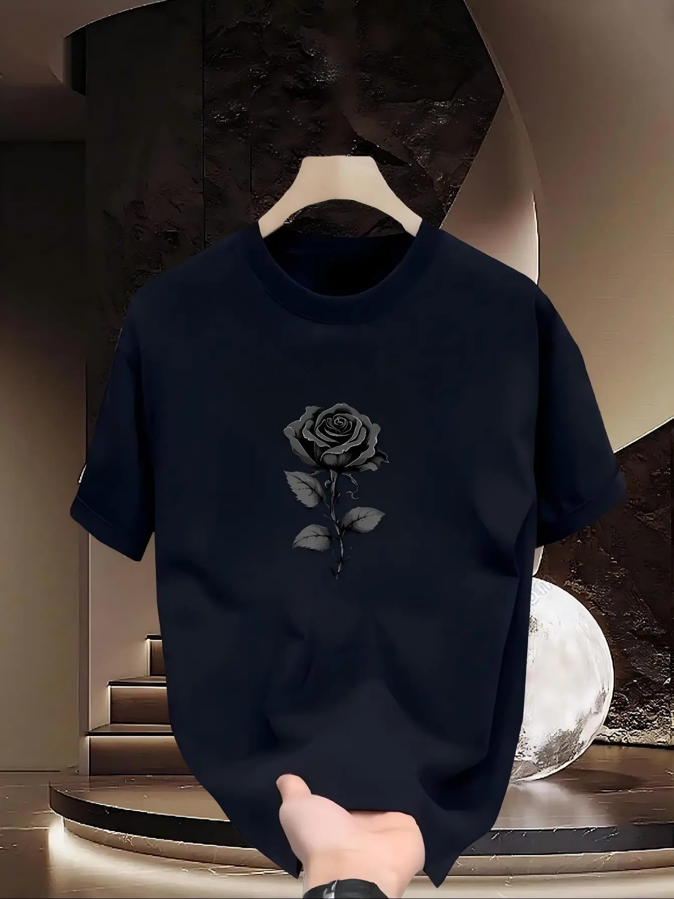 Streetwear Rose Graphic T-Shirt, Unisex Soft Shortsleeve Everyday Top with Round Neck, Relaxed Fit Casual Summer Clothing, T Shirts