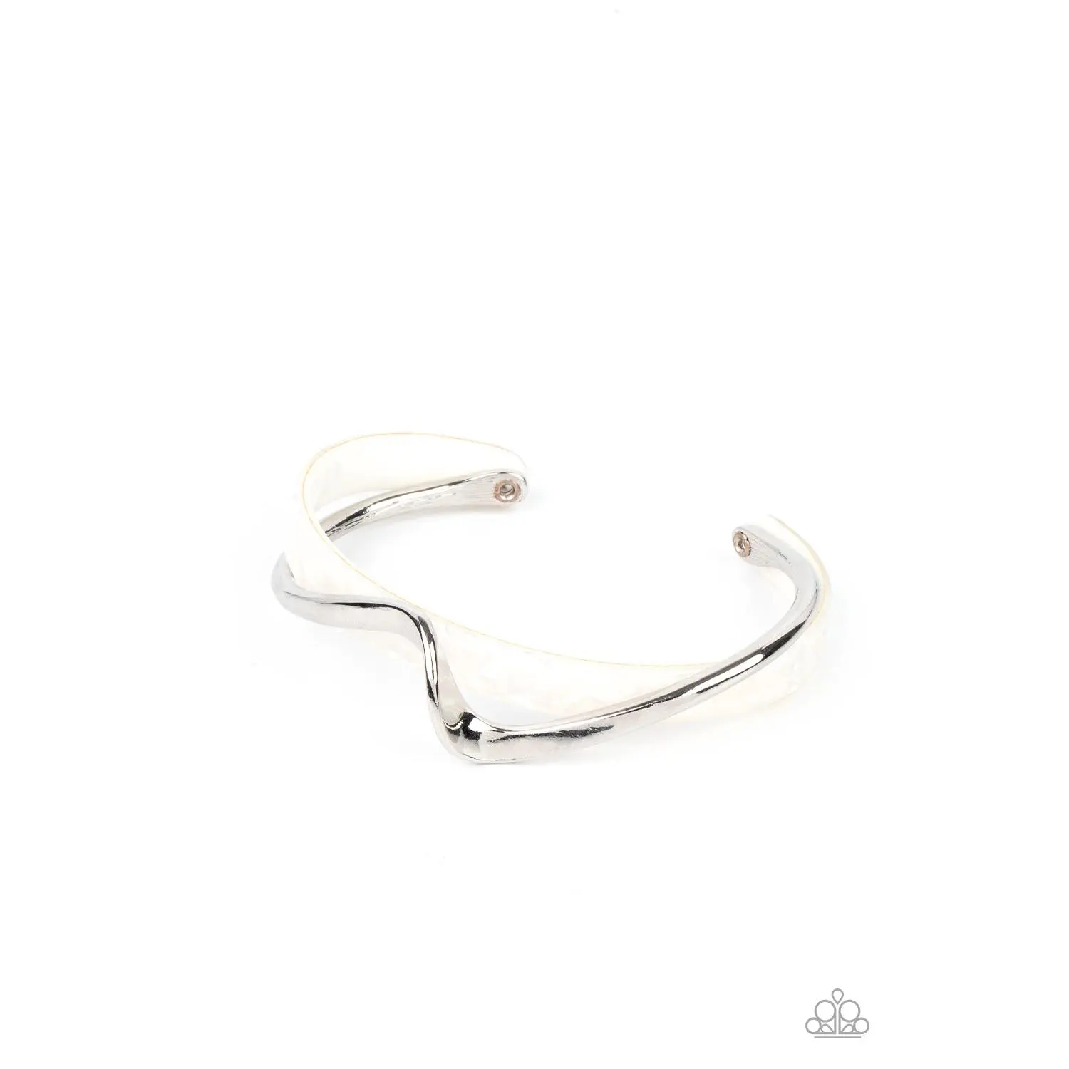 Dainty White Cuff Bangle for Women, Designed with a Shell Shape Acrylic Base and Accented by a Silver Whimsical Curl, Bracelet, Minimalist, Female, One Individual