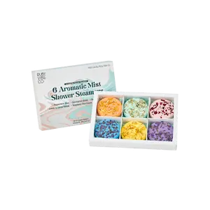 [RUBY VIBE CO] 6-Piece Aromatic Mist Shower Steamers Set with Peppermint, Eucalyptus, Sakura, Lemon, Rosemary, Lavender Scents for Spa-Inspired Experience