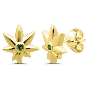 Cannabis Gold Garnet Earrings - Perfect for Any Occasion