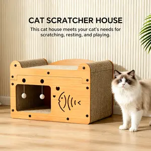 Cat Scratches Bed, Scratching Pads for Pet Cat, Interactive 2-in-1 Cats Scratcher Nest for Indoor Cats, Grinding Claw, Training, Playing