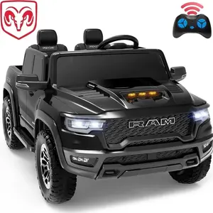RAM 1500 24V Powered Ride on Cars for Kids, Extra large Real 2 Seat Ride on Toys with Remote Control, LED Light, MP3 Player, Electric Vehicles Ride on Truck for Boys Girls Gifts