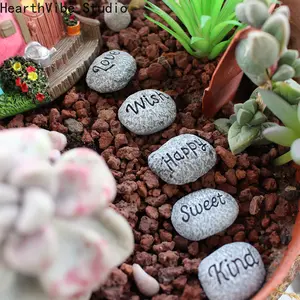 HearthVibe Studio Set of 5 Resin Mini Pebbles Decorative Topping for Bonsai Gardens Courtyards Micro Landscapes and Flower Pots