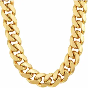 LIFETIME JEWELRY 11mm Gold Cuban Link Chain for Men - 24k Real Gold Necklace Plated - Lifetime Promise - Heavy Duty Clasp - Gold or White Gold