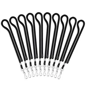 MIFFLIN-USA Bulk Lanyard (Black, 36 Inch, 250 Pack), ID Badge Lanyards, Round Woven Lanyards with J-hook