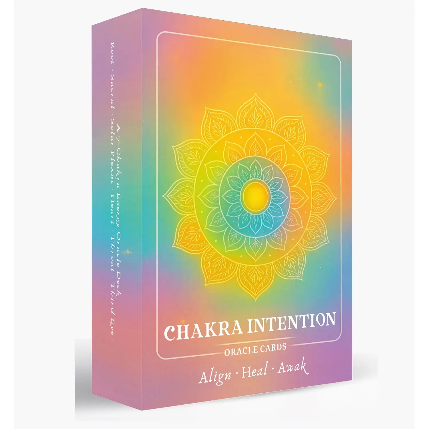 Chakra Intention Oracle Cards, 49 oracle cards with meanings Reflection Deck for Mindfulness, Intention Setting Meditation, Mindfulness Tool, Heart, Solar Plexus, Sacral, Throat for Self-Reflection Personal Growth Awareness