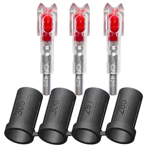 Sntxmy 3-Pack Crossbow Lighted Nocks Red with 4 Sizes .285/.297/.300/.305” Bushings Durable LED Arrow Nocks for Hunting Target Practice