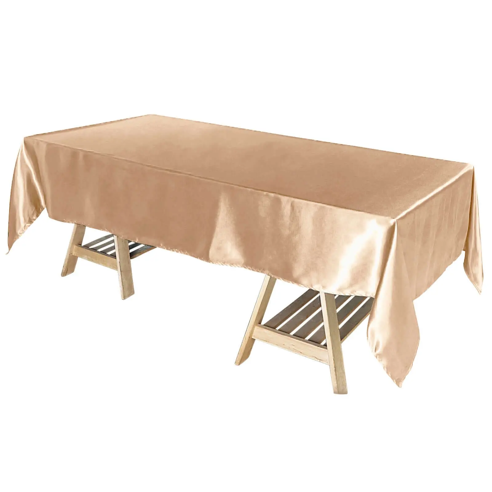 Satin Rectangular Tablecloth - 60"x102" Nude, Smooth Lustrous Fabric, Machine Washable for Anniversaries, Corporate Events, Photobooth Decoration, Birthday (Outdoor Table Accessory)