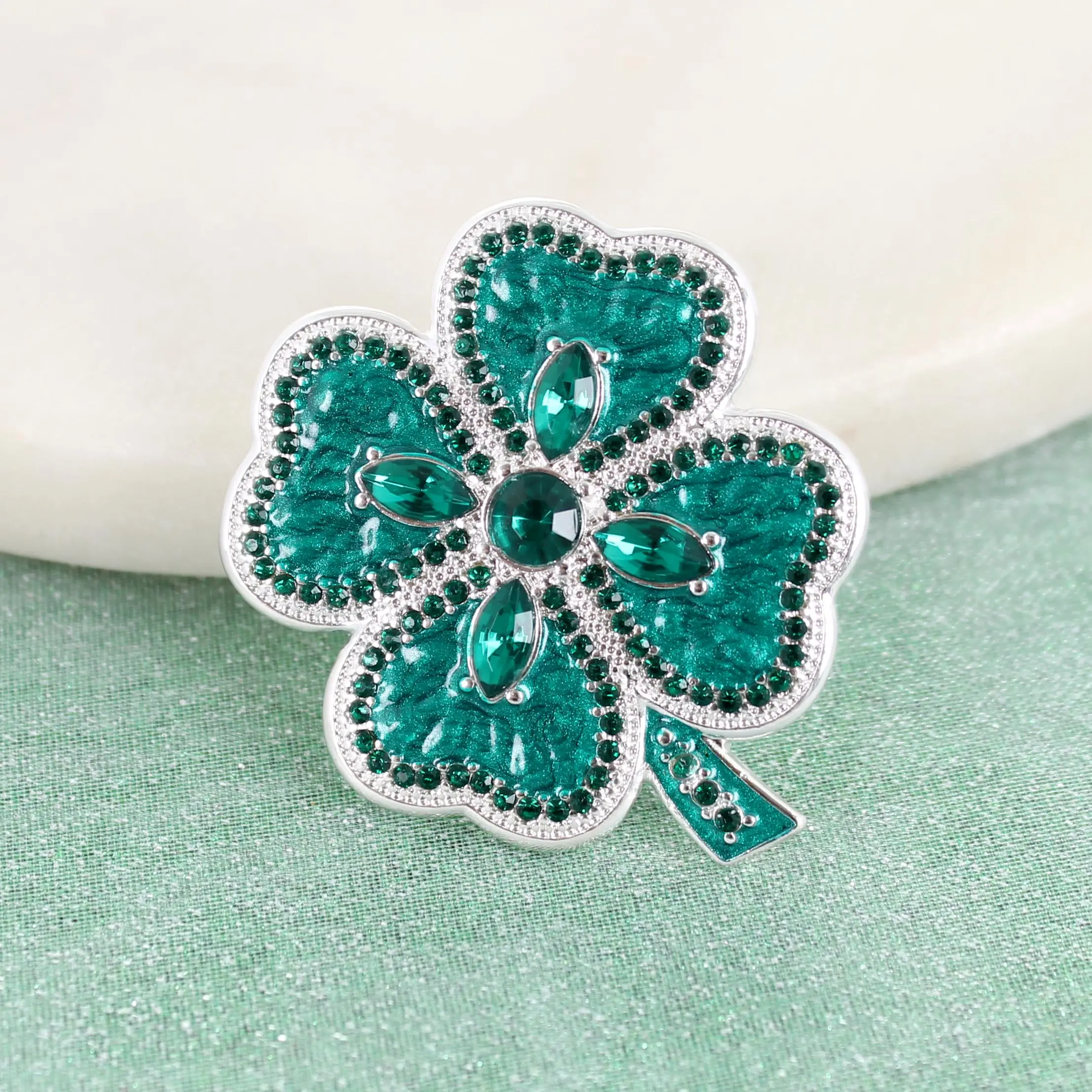Crystal Shamrock St. Patrick’s Day Convertible Pin/Pendant