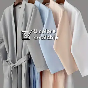 Cotton Waffle Knit Bathrobe for Men and Women - Modern Plaid Design, Super Soft Absorbent Towel Robe, Unisex Spa Kimono with Belt - 100% Cotton, 280gsm, Space-Themed, One Size Fits Most