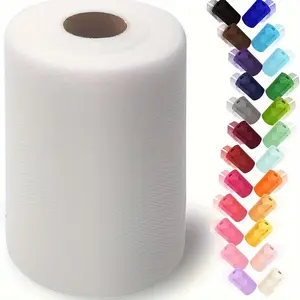 1 Roll White Tulle Fabric, 6 Inch, 100 Yards, for DIY Tutu Bows, Dresses, Skirts, and Party Decorations, All-Season Crafting Material, Sewing Supplies, Fabric Decoration Kit