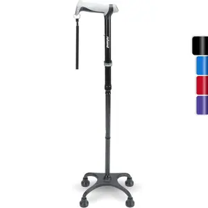 REHAND Quad Cane, Foldable Walking Cane for Men & Women with 4-Pronged Base for Extra Balance & Stability-Adjustable, Lightweight, Collapsible, Walking Stick for Right or Left Handed Seniors & Adults Non-Slip Replacement Lightweight self  defence