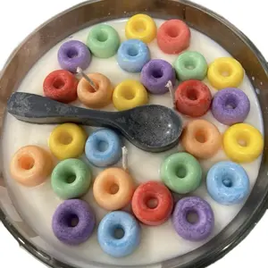 Fruit Loop Cereal Bowl Candle Decor