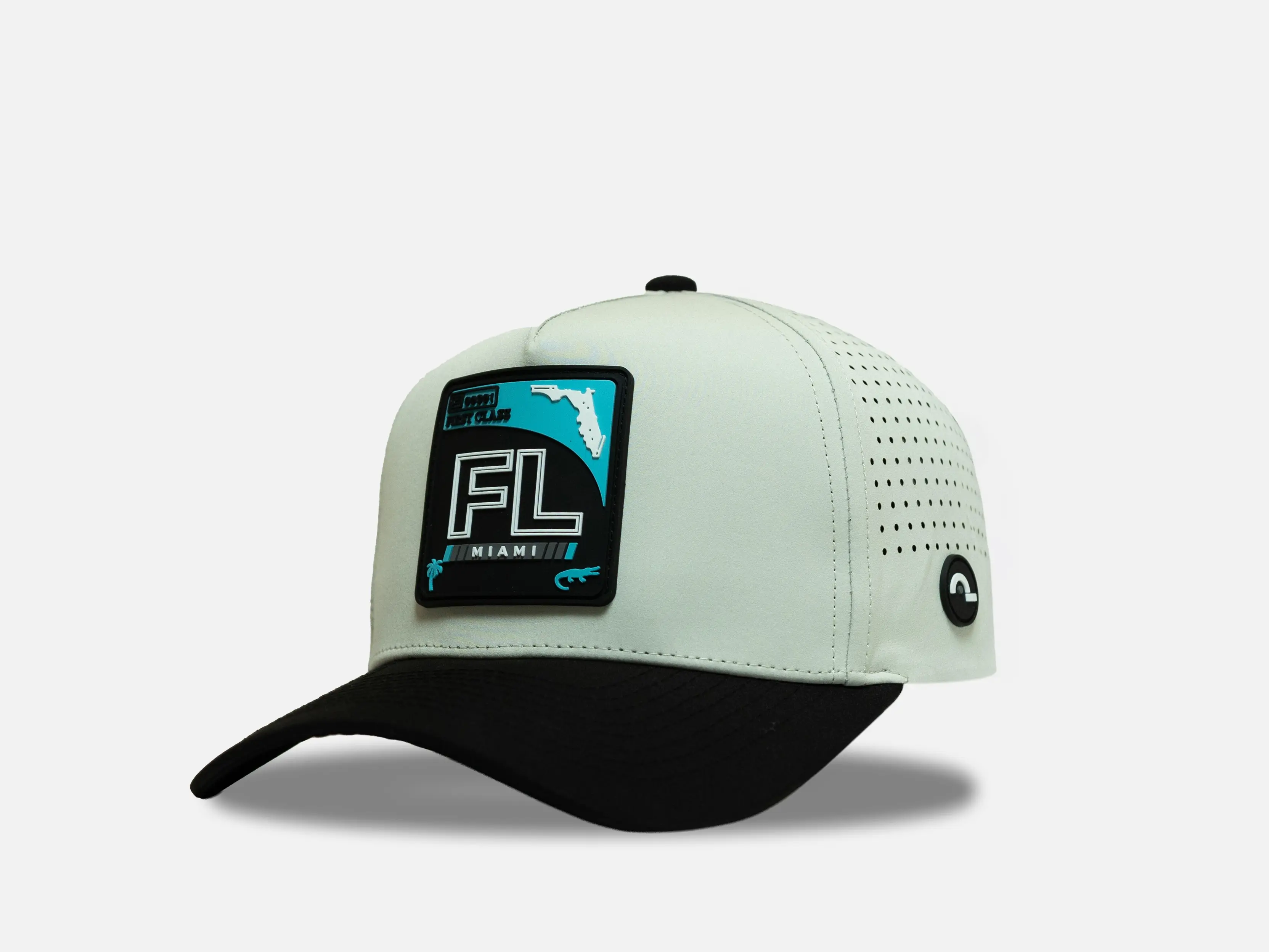 FL First Class 305 Snapback Hat White with Black Brim FL Miami Patch Cotton Material Precision Ventilation Summer Essential