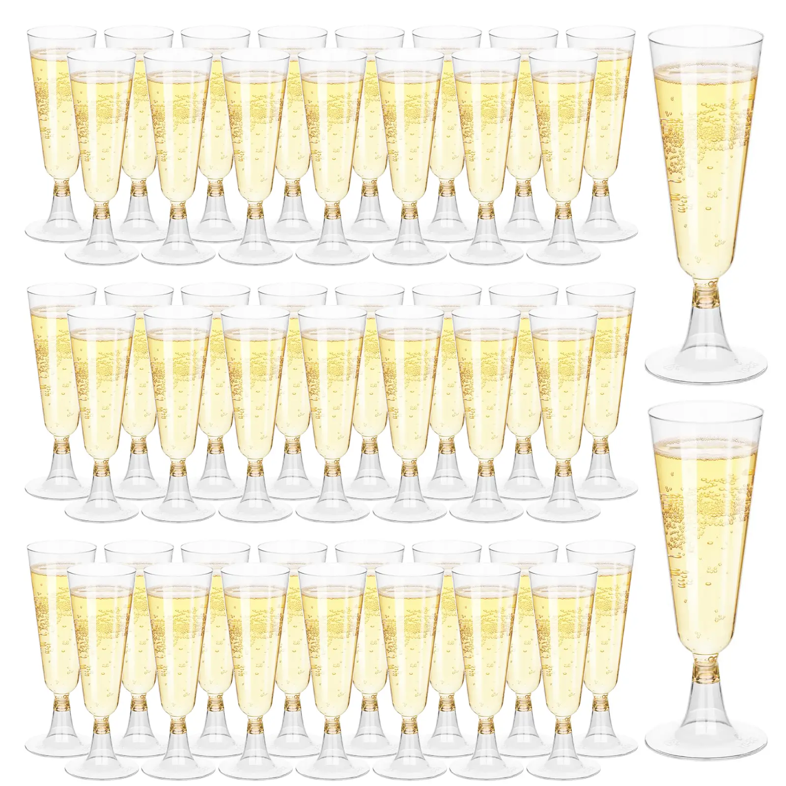100Pcs 5oz Plastic Champagne Flutes,Disposable Plastic Clear Champagne Wine Cup glasses, for Babyshower Party Wedding Cocktail Cups