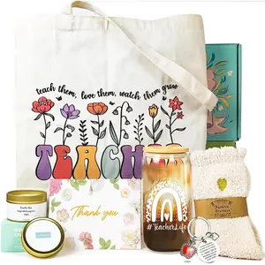 MHSMHL Teacher Gifts for Women, Gifts for teachers, Teacher Appreciation Gift, Thank You Basket for Women Teacher's Gift Bulk Box from Student With Glass Cup