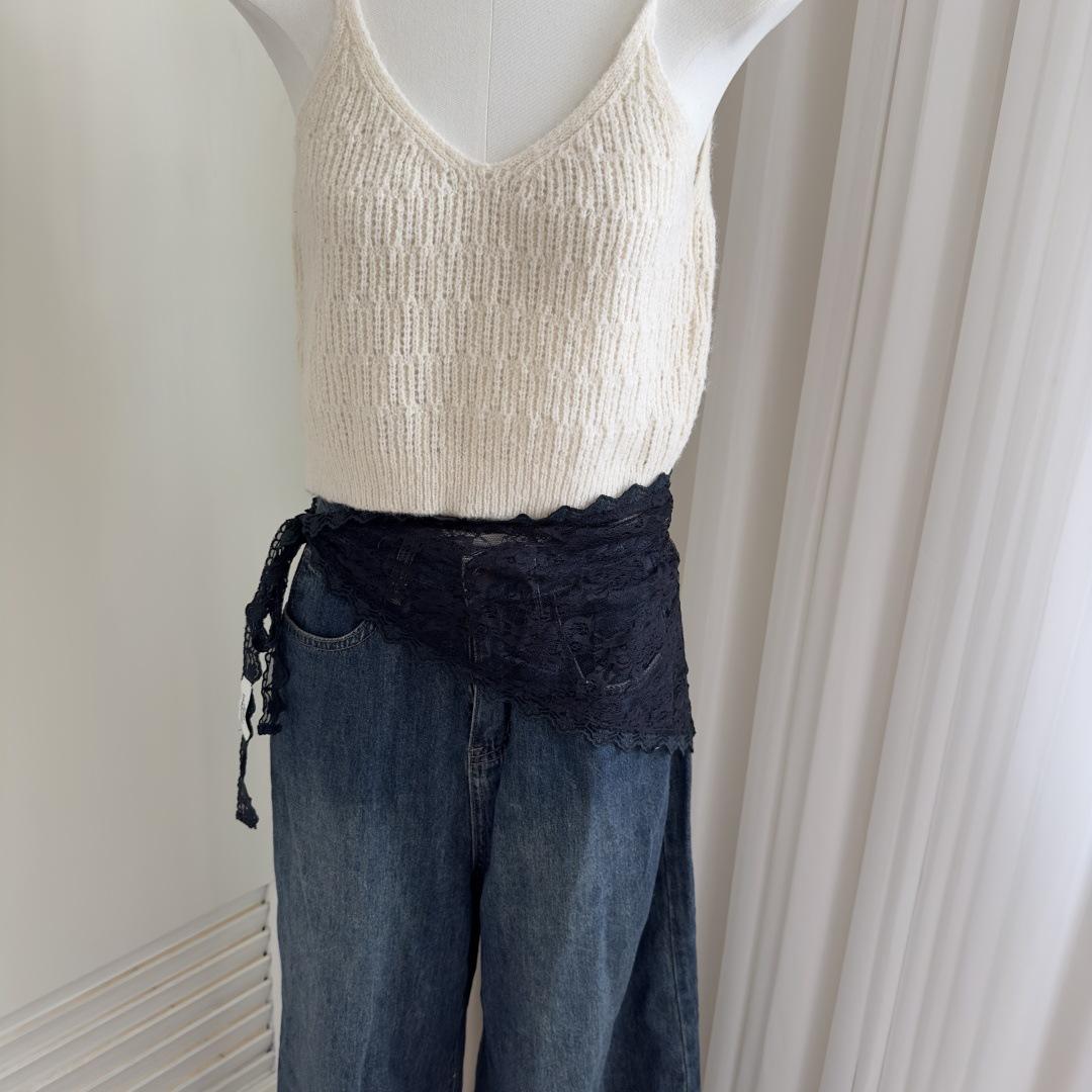 2025 HOT SALE! Y2K Women Lace Tulle Bandage Skirt Stacked Lace Half Skirt Layering Small Butt Curtain Flower Triangle Hair Scarf