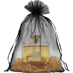 50 Pack Black Organza  Bags 6X9 Inch Sheer Black Mesh Bag Drawstring for  Pouch Birthday Halloween Party Favor Goodie Candy  Bags