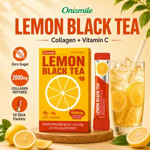 Onismile Lemon Black Tea Drink Mix with Collagen & Vitamin C, Buy 2 Get 1 Free, 3 Boxes / 30 Stick Packets, Zero Sugar Iced Tea Powder, Drink Mix, Water Enhancer, Low Calorie Tea, Functional Beverage, Energy Drink Mix, Healthy Tea Drink