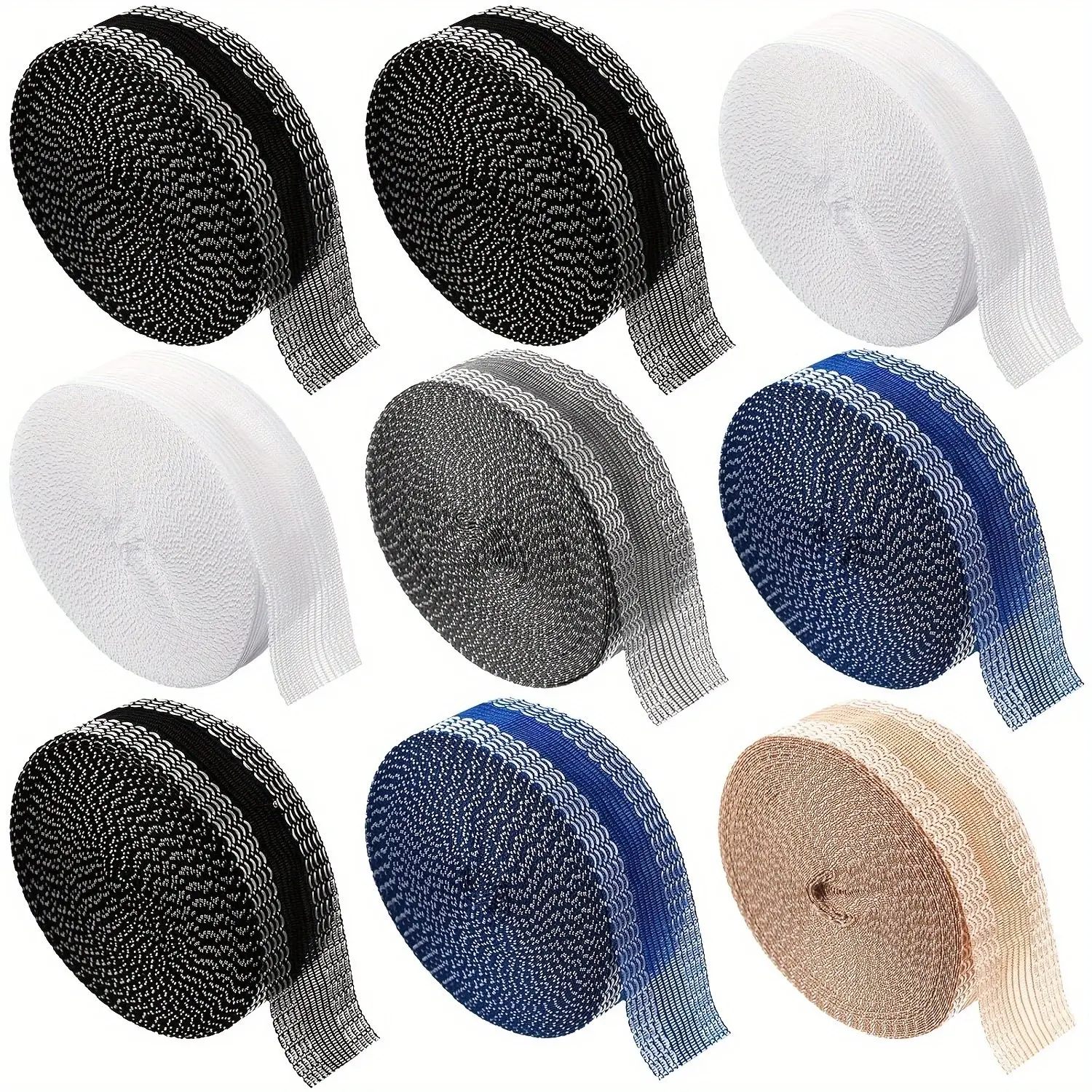 9pcs Seam-Free Fabric Hemming Stickers - Repair Clothes Without Sewing And Ironing, Suitable for Non-Marking Hemming of Pants, Jeans And Trousers - Multi-Color Available (White/Black/Khaki/Gray/Blue) - Durable Self-Adhesive Hemming Stickers for Easy