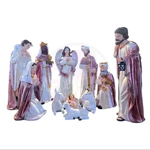 Navativity Set Red Metallic 11 Pieces 12 Inches Tall Resin Nativity Scene Figures for Christmas Baby Jesus Decor and Holiday Gift Figurine Decoration Nacimiento Rojo Metálico De 11 Pieces 12 Pulgadas de Alto Religious Ornaments