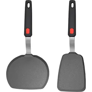 Pancake Spatula Turner Set of 2, 600?F Heat Resistant Cooking Spatulas for Nonstick Cookware, Large Kitchen Utensils  Rubber Spatula Set for Egg, Pancake, Fish, Burger