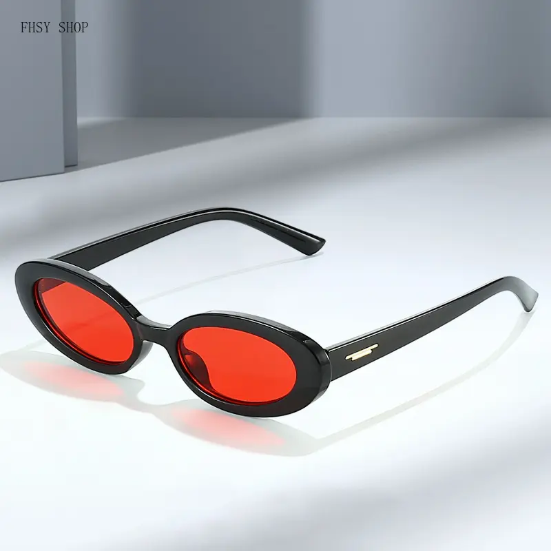 FHSY SHOP Black Frame Red Lens Sunglasses UV400 Filter Y2K Eyewear for Grunge Outfits, Night Clubbing, and Edgy Streetwear Aesthetic polarized glasses men's