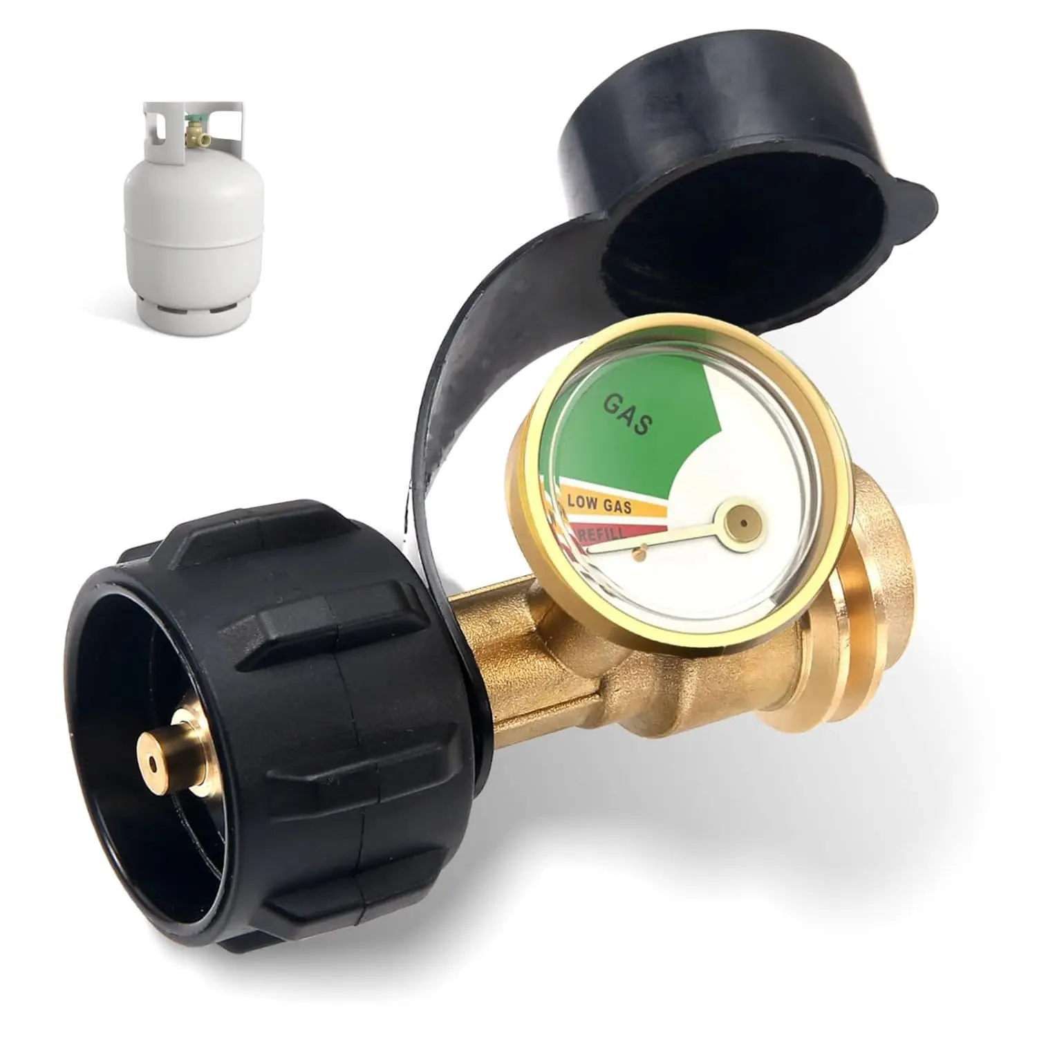 Propane Tank Gauge Level Indicator for 5-40lb LP Tanks, Leak Detector Gas Pressure Meter Universal for RV, Camper, Heater, Cylinder, BBQ Gas Accessories, Grill Regulator Quick Connect