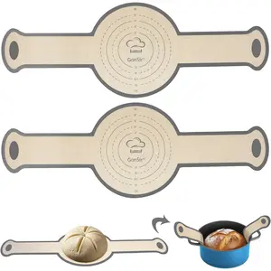 Silicone Bread Sling 2 Pcs Silicone Baking Sling with Longer Handles Non-Stick & Easy Clean Dutch Oven Baking Mat to Transfer Sourdough Easily Reusable Bread Mat Set