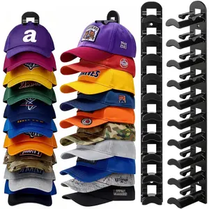 2 Pack Hat Organizer Holds 20 Hats for Closet Door Bedroom Easy Access Display with Strong Adhesive or Nail Two Mounting Option Hat Rack Wall Mounted Baseball Cap Rack for Men Black or White Hat Hanger Space-saving Hat Storage Decoration Hat hook