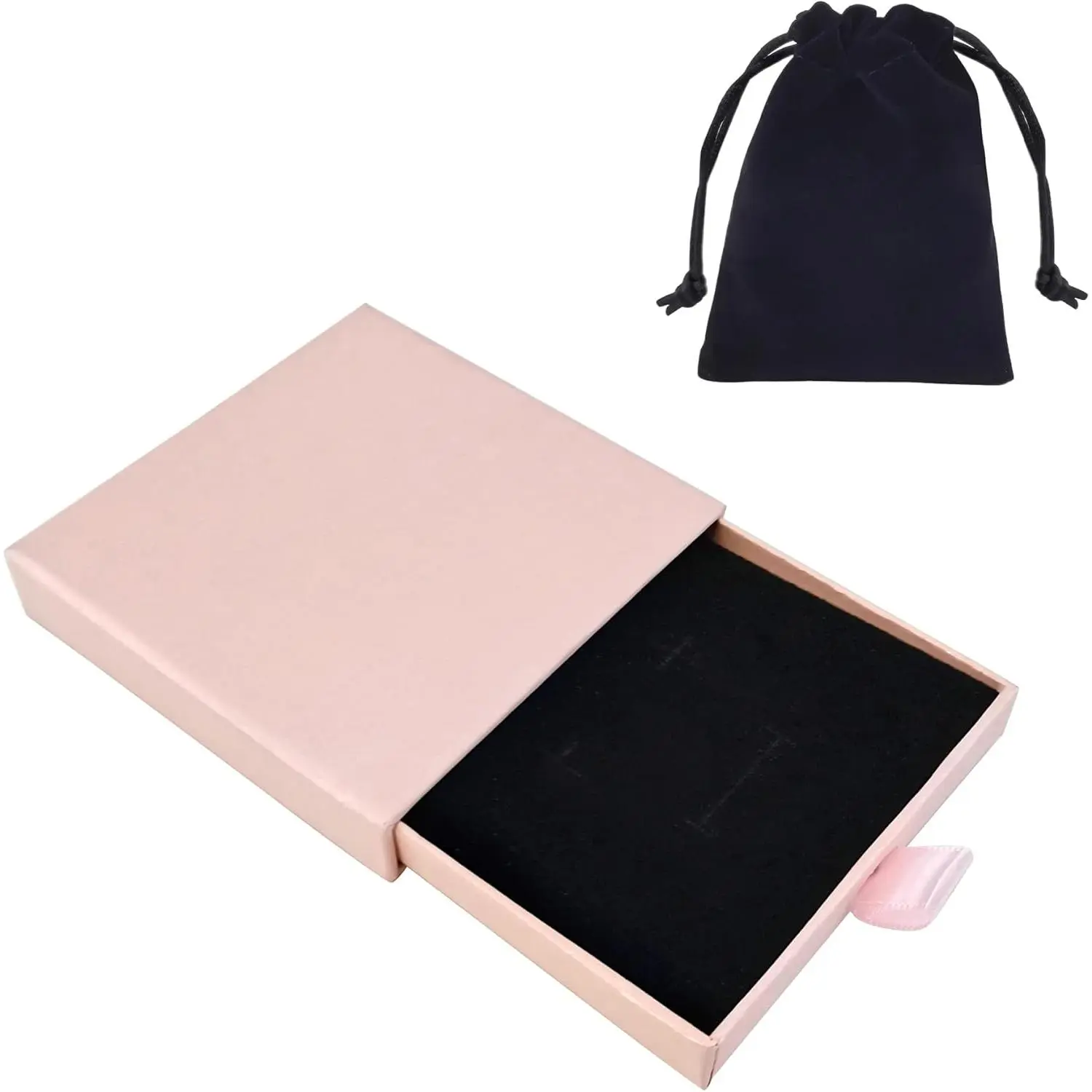 Small   Box and  Bag, Necklace Bracelet Earring Cardboard Organizer Square Jewellery  Box Pendent Storage Case for Birthday Xmas Christmas Wrapping (Pink)