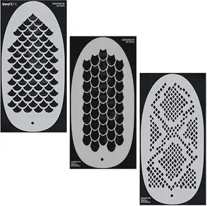 STENCIL1FX 3 Pack - Mermaid Scales + Dragon Scales + Snakeskin - Stencil Eye Makeup Stencil for Costumes, Dress Up, Halloween, Cosplay, Arts, Face Painting