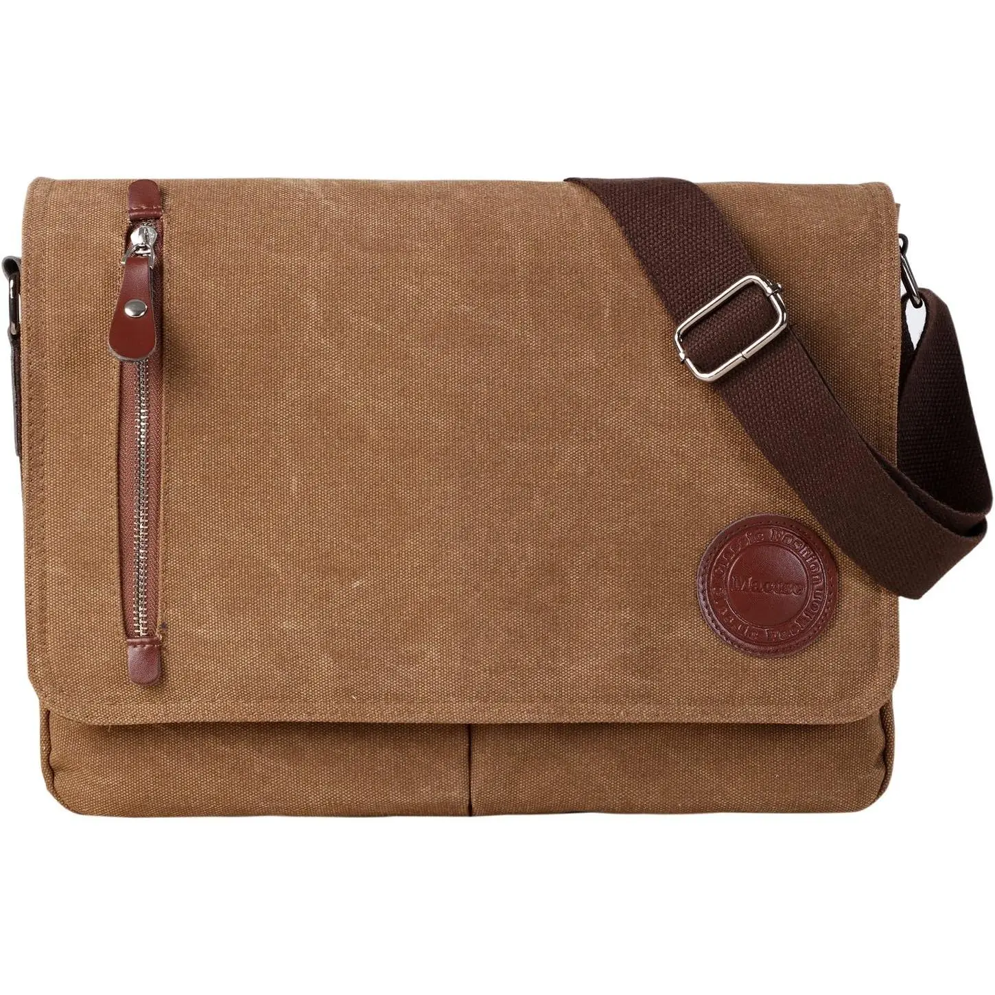 Canvas Satchel Messenger Bag for Men Women,Travel  bag 13.5" Laptop Bags Bookbag (Coffee)