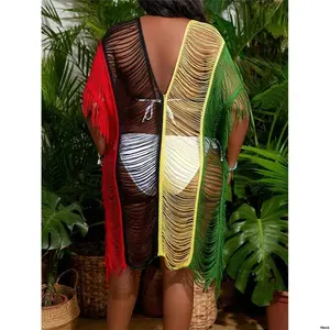 sColorBlockSimpleDailyCoverUp SlaydivaPlusSizeWomen SummerBeach