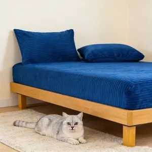High-Quality Faux Rabbit Fur Bedding Set, Wrinkle-Resistant, King Queen Size, Deep Pocket Elastic Band, Includes 1 Fitted Sheet & 2 Pillowcases