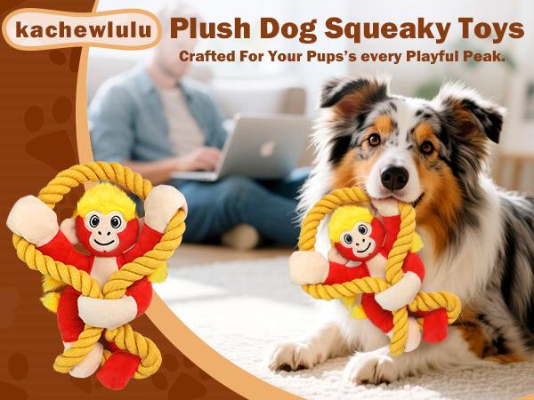 Pull-String Monkey, an Interactive Barking Dog Toy Featuring a Pull Cord, Designed for Tugging by Large Dogs, a Plush Chew Toy for Puppies, Promotes Dental Health, And Is Appropriate for Small, Medium, And Large Dogs