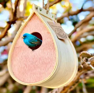 Pollinating Palace - Handcrafted Eco-Friendly Wooden Hanging Bird House, Natural Habitat to Attract Birds to Your Garden and Yard-Outdoor Birdhouse for Hummingbirds, Bluebirds, Finch, Cardinals, Songbirds-Birdhouse Nesting Box for Wild Bird Viewing