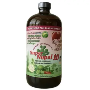 Extra Large 1,000ML Supero Nopal 10 Reinforced with Magnesium B12 - Herbal Supplement with Nezule Guanabana Moringa & Melon Amargo
