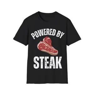 Funny Meat Lover gift Carnivore T-shirt for Carnivore Diet gifts for Him Powered By Steak Shirt for Steak Lovers Birthday gift for Her