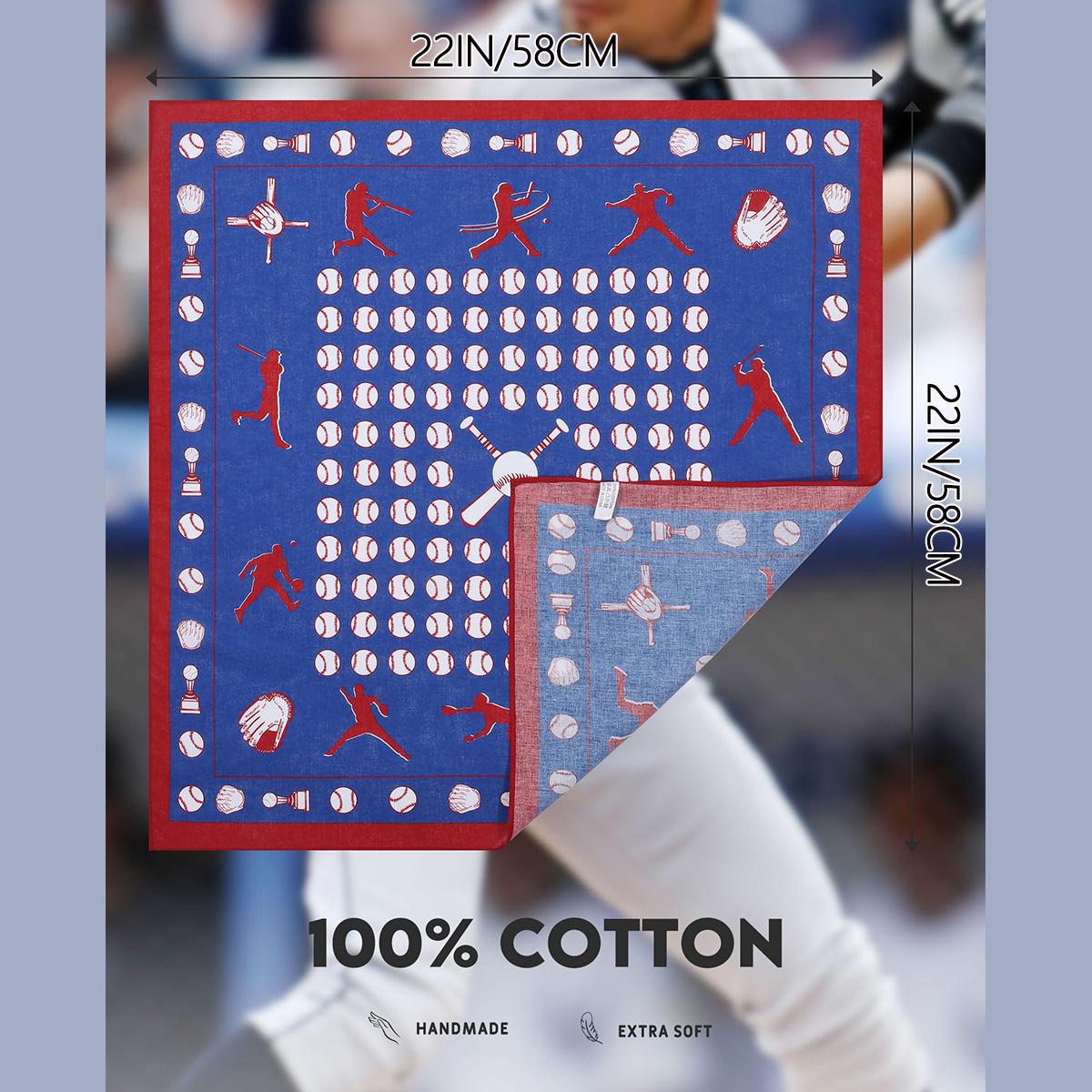 AWAYTR 22" Cotton Bandana for Men Women Football Match Sports Scarf Square Handkerchief Cowboy Bandanna for Ball Games Hanky