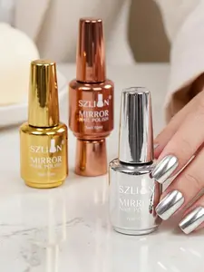 12Pcs Mirror Chrome Metallic Nail Polish Set 12 Classic Mirror Shades Ultra Shiny 3D Plating Metal Effect Air Dry Nail Varnish With Built In Fine Brush Salon Home DIY Manicure Nail Art Gift Kit